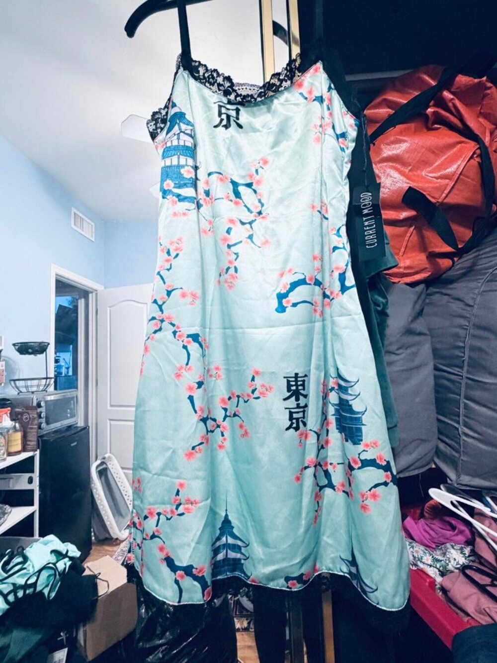 Current Mood Dolls Kill Tokyo Cherry Blossom Satin Slip Dress M NWT
